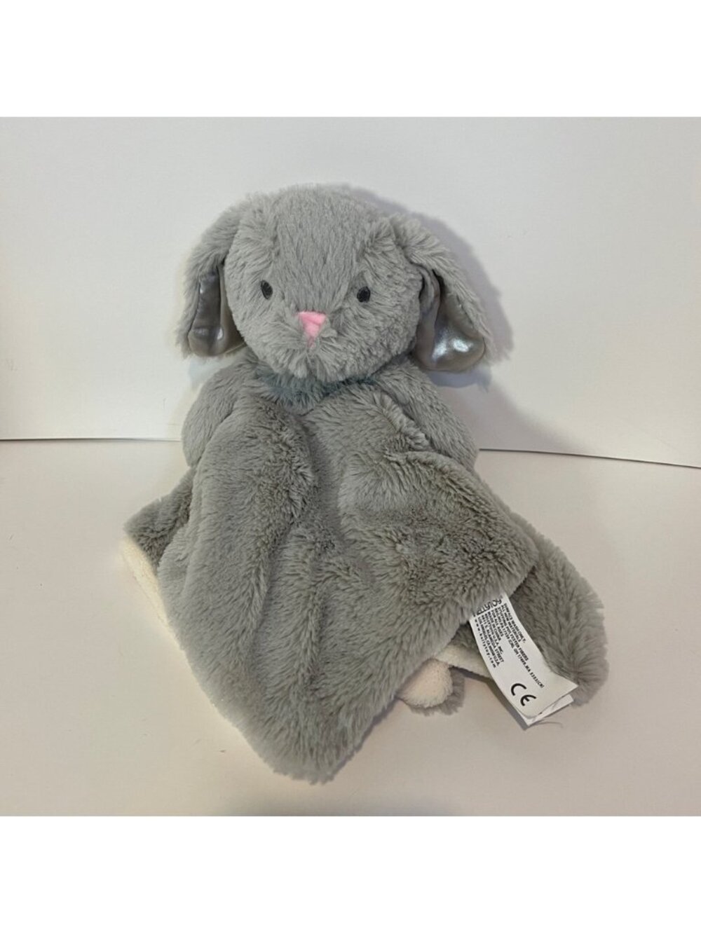 Kellytoy Grey Bunny Rabbit Lovey Security Baby Blanket Satin Ears Plush Soft